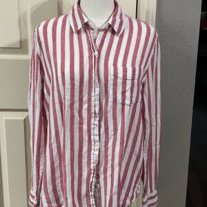 Women’s Rails Charli button-down shirt in a red and white Carmine Stripe Size M